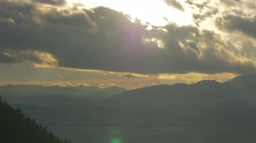 Moody Mountains at Sunset Seen From Above