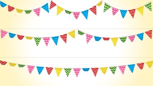 Colorful Animated Bunting Garland with Alpha Channel