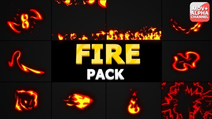 Animated Fire Transitions and Elements Pack, Transitions Motion ...
