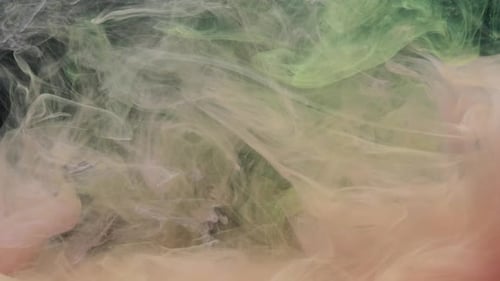 Abstract Green and Peach Ink Swirl
