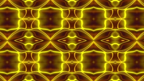 Golden Neon Line Abstract Liquid VJ Kaleidoscope Background Seamless Loop V4