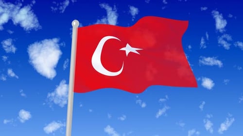 Realistic 3D Turkish Flag Waving Loop
