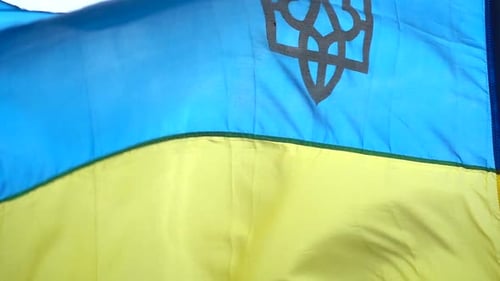 Ukrainian Flag Waving in the Wind