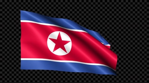 Looping North Korea Flag Waving with Alpha Channel