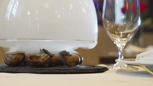 Serving Cooked Snails Close Up