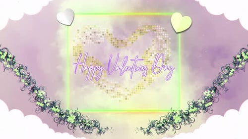 Happy Valentine's Day Neon Frame with Glowing Heart