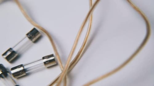 Electrical Glass Fuses and Wiring Close Up