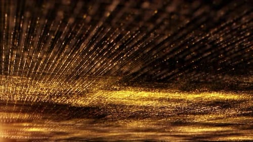 Futuristic Golden Digital Grid Particles Animated Background