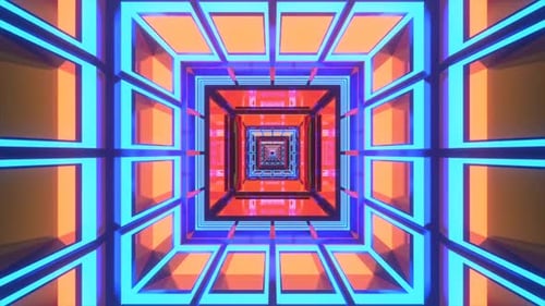 Neon tunnel. Futuristic interface pattern. Technology texture.