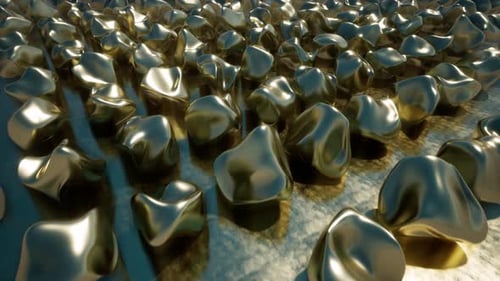 Dynamic Abstract Golden Metallic Forms Flowing Animation
