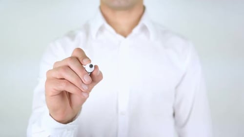 Writing CMS on Clear Surface Close Up