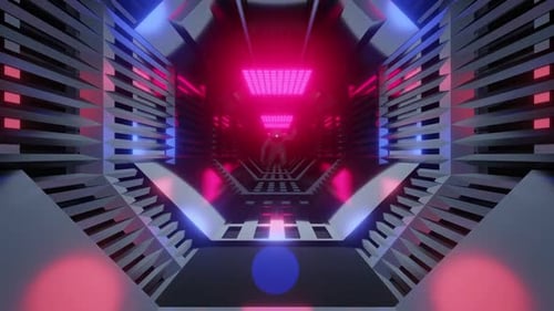 Un astronaute dans un tunnel futuriste