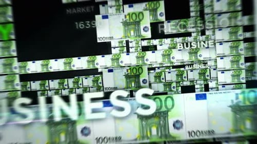 Euro money banknotes seamless loop flight