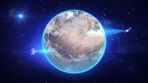 Planet Erde mit Satellitenschleife