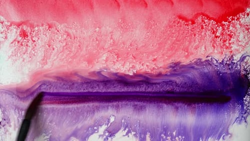Brush Painting Red and Purple Watercolor Abstractly