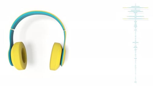 Animated Headphones with Dynamic Audio Equalizer Visualization