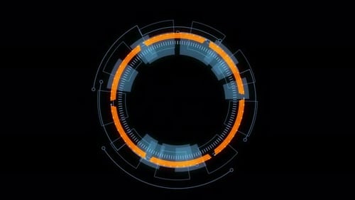 Blue circle rotation with head up display technology futuristic elements alpha channel included