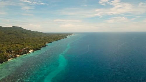 Seascape with Coast of Tropical Island.