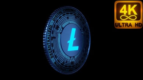 Litecoin Crypto Coin Peer To Peer Transactions Altcoin 3D Animation 4K Seemless Loop futuristic art