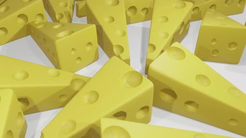 Tumbling 3D Cheese Wedges Seamless Loop Animation