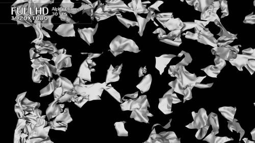 White Fabric Pieces Floating Transition Reveal