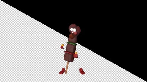 Comical Claymation Character Dancing Animation Loop with Alpha Channel