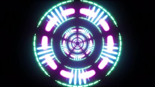 Glowing and Rotating Neon Tunnel 4K 01
