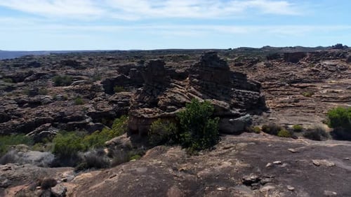 Aerial view of landscape and rocky mountains 4k
