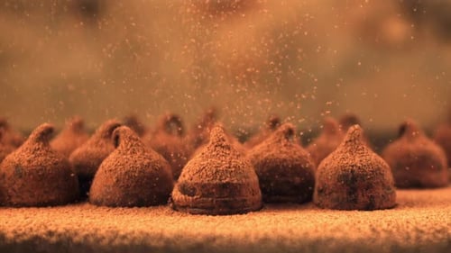 Chocolate Truffles Sprinkled with Cocoa Powder