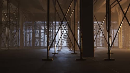 Sitio de construcción de edificios de hormigón armado. El suelo con andamios
.