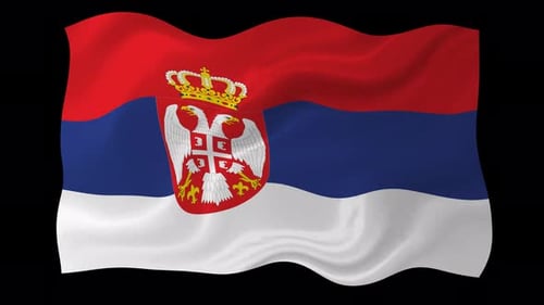 Waving Serbian National Flag Animation with Alpha