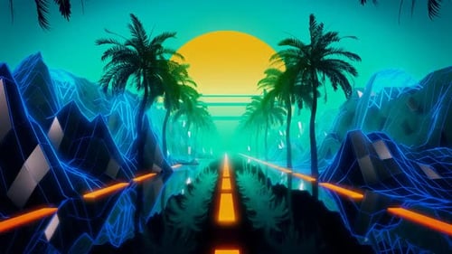 80's Tropical Retro Road 4k