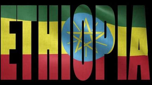Ethiopian Flag Waving Inside Text Reveal Animation