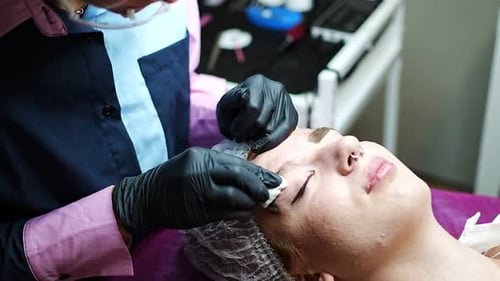 Eyebrow Cosmetic Treatment in a Beauty Salon