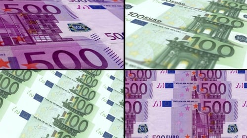 Seamless Loop of Euro Banknotes Motion Background