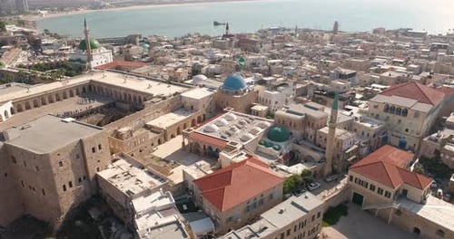 Aerial view of view Old City of Acre, Acre, Israel.