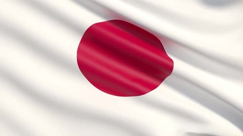 Realistic Waving Flag of Japan Animation Loop