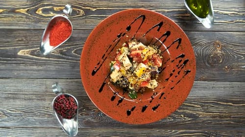 Quinoa Salad on Plate, Top Down Shot