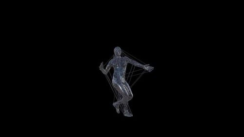 Futuristic Wireframe Human Figure Performing Dance Animation