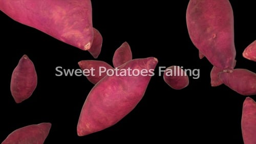 Realistic Sweet Potatoes Falling Alpha Channel Overlay