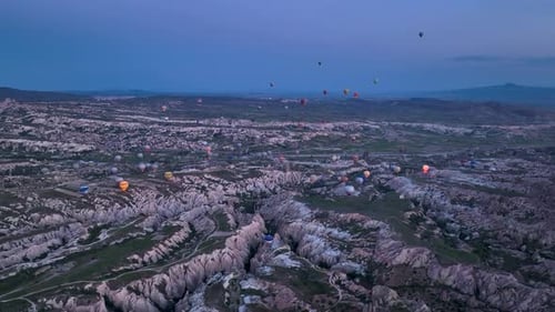 Aerial view Hot air baloons in Turkey 4 K