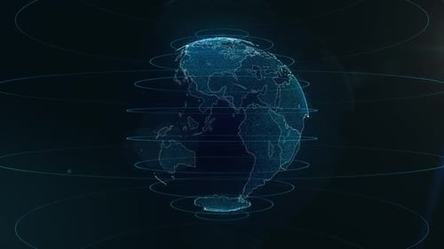 Digital Blue Particle Earth Background Seamless Loop