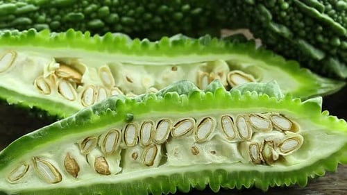 Cut Open Bitter Melon Close Up