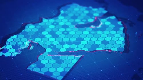 Futuristic Digital Map of Middle East with Hexagon Grid