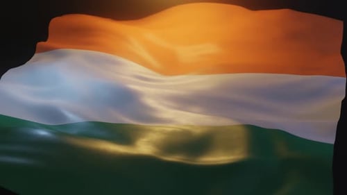 Indian Flag Waving Loop with Realistic Fabric Motion