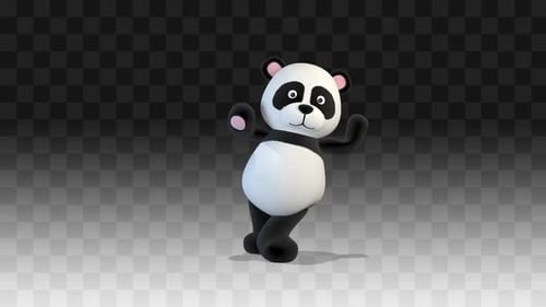 Animated Cute Panda Character Waving