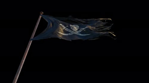 Distressed Jolly Roger Pirate Flag Waving