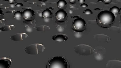 Abstract Metallic Spheres Bouncing Animation Loop on Reflective Surface