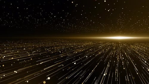 Golden Particle Trails and Light Beam Background Animation