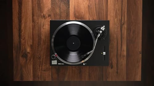 Vinyl Player on a Wooden Table